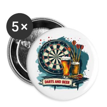 Fléchettes Et Bière Fléchettes Dictons Sports - Lot de 5 grands badges (56 mm) - blanc - Devant