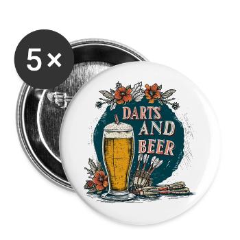 Fléchettes Et Bière Fléchettes Dictons Sports - Lot de 5 grands badges (56 mm) - blanc - Devant