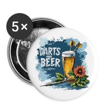 Fléchettes Et Bière Fléchettes Dictons Sports - Lot de 5 grands badges (56 mm) - blanc - Devant