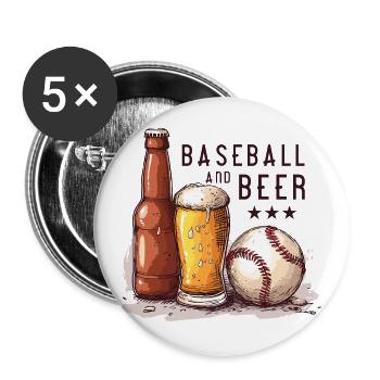 Baseball And Beer Sayings US Sports - Buttons large 2.2''/56 mm (5-pack) - white - Front