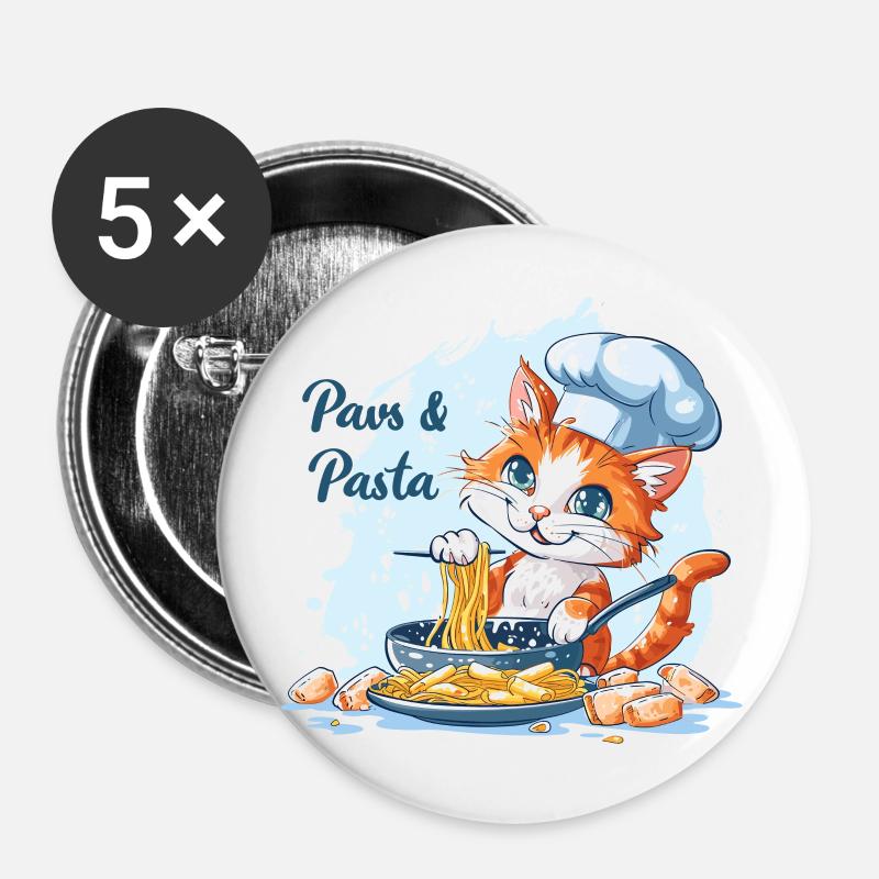Paws and Pasta Paws and Pasta Animal Sayings - Buttons large 2.2''/56 mm (5-pack) - white