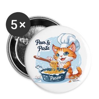 Pattes et pâtes Pattes et pâtes Dictons d’animaux - Lot de 5 grands badges (56 mm) - blanc - Devant