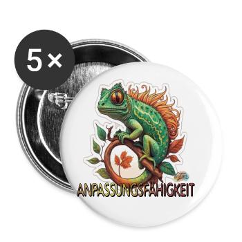 Werte mit Tieren: Anpassungsfähigkeit - Buttons groß 56 mm (5er Pack) - Weiß - Vorne