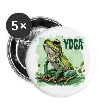 Yoga, Frog, Relaxation, Chilling, Meditation - Buttons large 2.2''/56 mm (5-pack) - white - Front