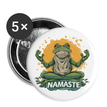 Yoga, Frog, Relaxation, Chilling, Meditation - Buttons large 2.2''/56 mm (5-pack) - white - Front