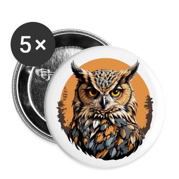 Proud Eagle Owl Big Owl for Owl Friends - Buttons large 2.2''/56 mm (5-pack) - white - Front