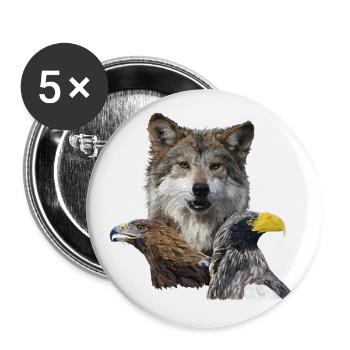 Wolf and Eagles - Buttons large 2.2''/56 mm (5-pack) - white - Front