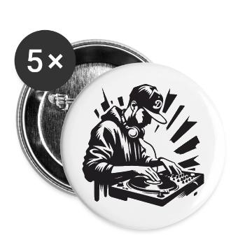HiPHoP DJ Silhouette - Buttons large 2.2''/56 mm (5-pack) - white - Front