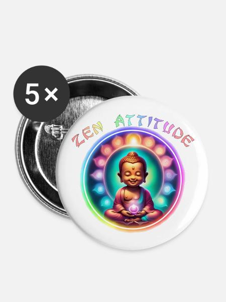 ZEN-ATTITÜDE - Buttons groß 56 mm (5er Pack) - Weiß