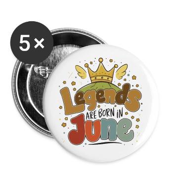 Legends are born in June - Buttons groß 56 mm (5er Pack) - Weiß - Vorne