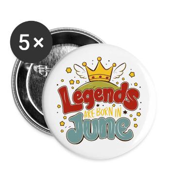 Legends are born in June - Buttons large 2.2''/56 mm (5-pack) - white - Front