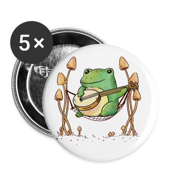 Frogs Hammock Guitar Music - Buttons large 2.2''/56 mm (5-pack) - white - Front