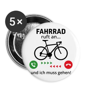 Fahrrad ruft an und ich muss gehen - Buttons groß 56 mm (5er Pack) - Weiß - Vorne