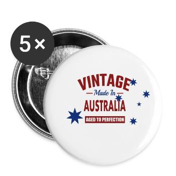 Vintage Made in Australia Blue Stars and Flag - Buttons large 2.2''/56 mm (5-pack) - white - Front