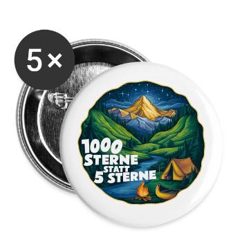 1000 Sterne Sternenhimmel beim Campen - Buttons groß 56 mm (5er Pack) - Weiß - Vorne