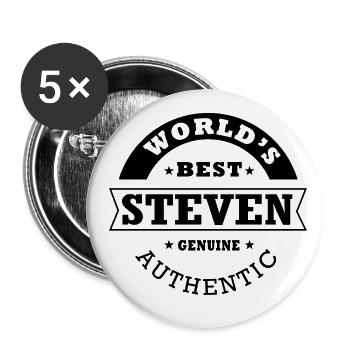 Steven world s best gift first name steven - Buttons large 2.2''/56 mm (5-pack) - white - Front