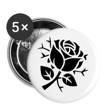 Rose abstraite avec épines Roses minimalistes - Lot de 5 grands badges (56 mm) - blanc - Devant