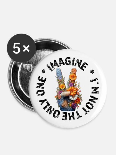 Imagine - Toleranz, Respekt und Frieden - Buttons groß 56 mm (5er Pack) - Weiß