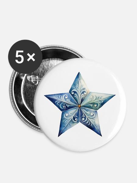 Weihnachtsstern - Buttons groß 56 mm (5er Pack) - Weiß