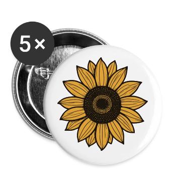 Tournesol - Lot de 5 grands badges (56 mm) - blanc - Devant