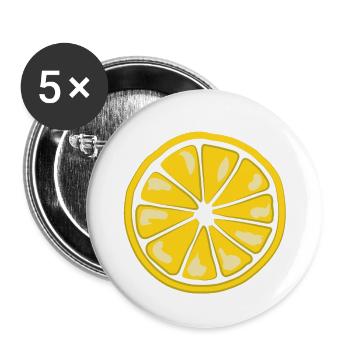 Früchtchen - Zitrone - Buttons groß 56 mm (5er Pack) - Weiß - Vorne