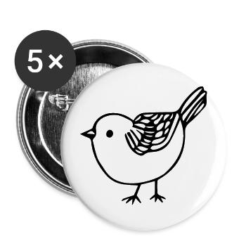 Oiseau - Lot de 5 grands badges (56 mm) - blanc - Devant