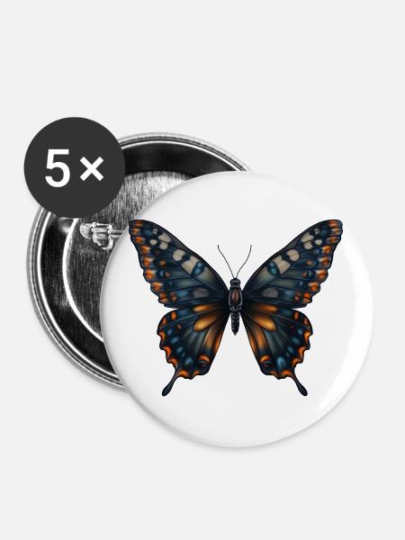 Schmetterling - Buttons groß 56 mm (5er Pack) - Weiß
