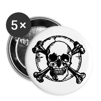 Crâne Pirate - Lot de 5 grands badges (56 mm) - blanc - Devant