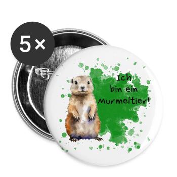 Ich bin ein Murmeltier! - Buttons groß 56 mm (5er Pack) - Weiß - Vorne