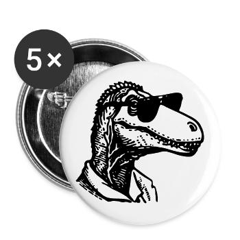 Dino Dinosaurier - Buttons groß 56 mm (5er Pack) - Weiß - Vorne