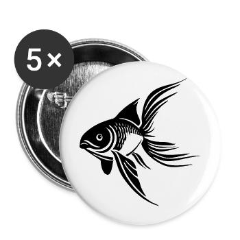 Poisson - Lot de 5 grands badges (56 mm) - blanc - Devant