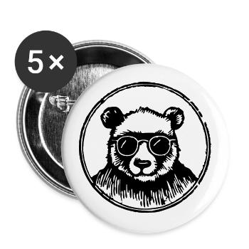 Panda Pandabär - Buttons groß 56 mm (5er Pack) - Weiß - Vorne
