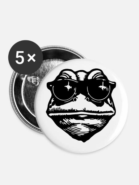 Frosch Kröte - Buttons groß 56 mm (5er Pack) - Weiß