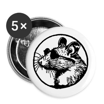Maus Ratte - Buttons groß 56 mm (5er Pack) - Weiß - Vorne