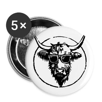 Highland Kuh - Buttons groß 56 mm (5er Pack) - Weiß - Vorne