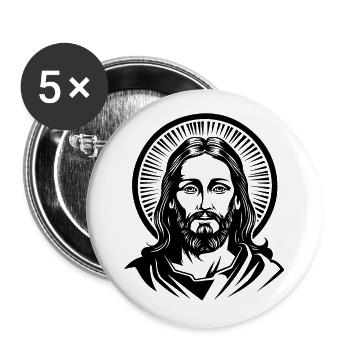 Jesus Christ Catholic Religion Christianity - Buttons large 2.2''/56 mm (5-pack) - white - Front