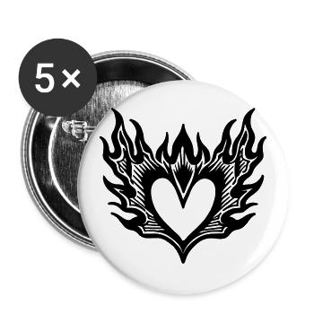 Herz - Buttons groß 56 mm (5er Pack) - Weiß - Vorne