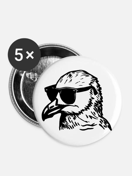 Möwe - Buttons groß 56 mm (5er Pack) - Weiß