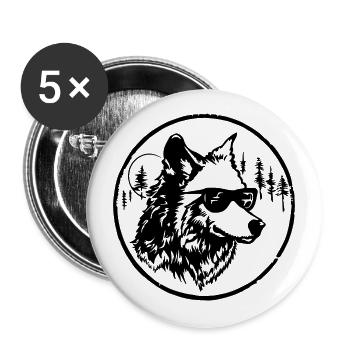 Wolf - Buttons groß 56 mm (5er Pack) - Weiß - Vorne