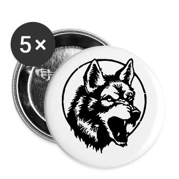 Wolf - Buttons groß 56 mm (5er Pack) - Weiß - Vorne