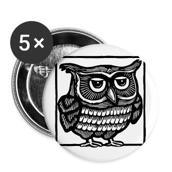 Eule - Buttons groß 56 mm (5er Pack) - Weiß - Vorne