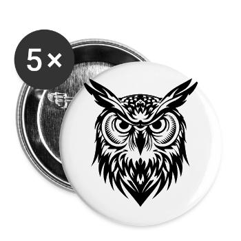 Eule - Buttons groß 56 mm (5er Pack) - Weiß - Vorne