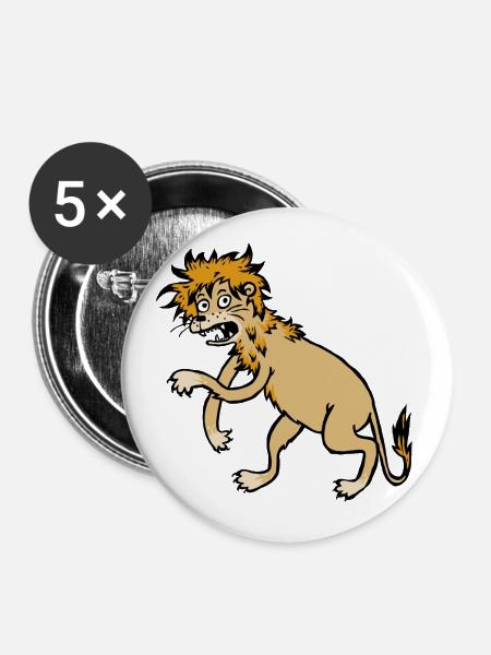Löwe - Buttons groß 56 mm (5er Pack) - Weiß
