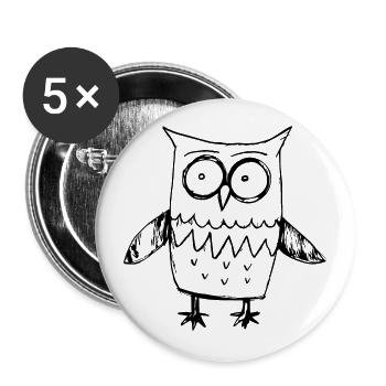 Owl Owls Bird - Buttons large 2.2''/56 mm (5-pack) - white - Front