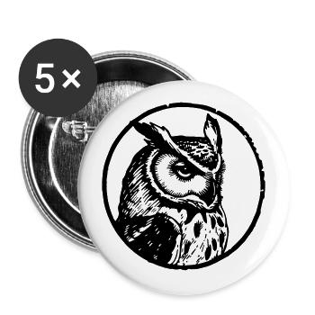 Eule Eulen Vogel - Buttons groß 56 mm (5er Pack) - Weiß - Vorne