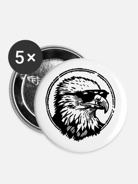 Adler Adlerkopf - Buttons groß 56 mm (5er Pack) - Weiß