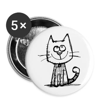 Cat Cats Cat Face - Buttons large 2.2''/56 mm (5-pack) - white - Front