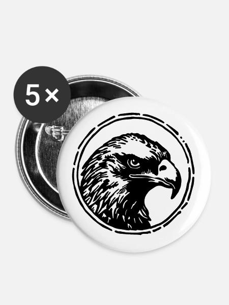 Adler Adlerkopf - Buttons groß 56 mm (5er Pack) - Weiß
