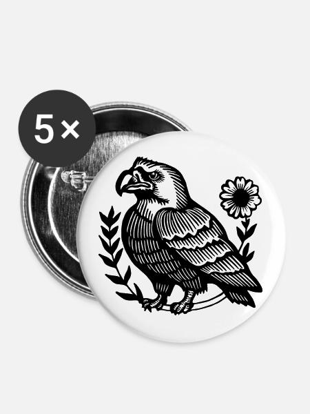 Adler Adlerkopf - Buttons groß 56 mm (5er Pack) - Weiß