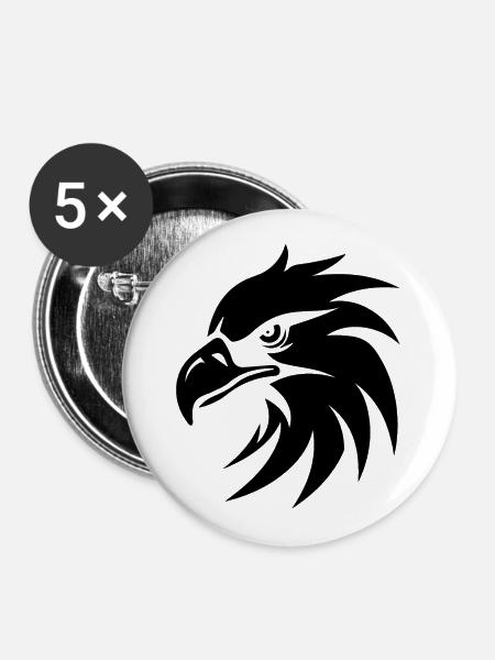 Adler Adlerkopf - Buttons groß 56 mm (5er Pack) - Weiß